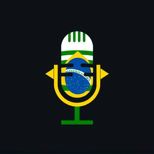 Logotipo da Eloquência Brasil: um microfone estilizado com as cores da bandeira do Brasil.